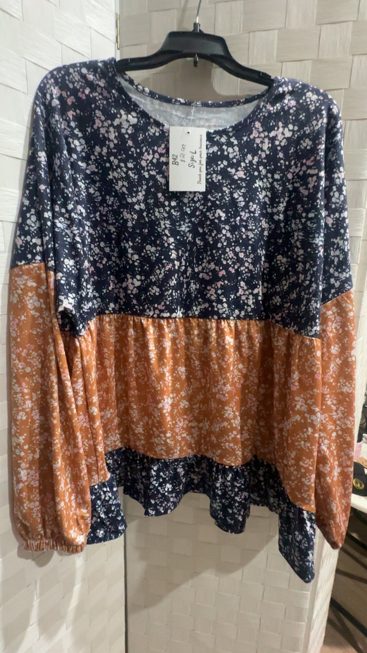 Blue floral blouse