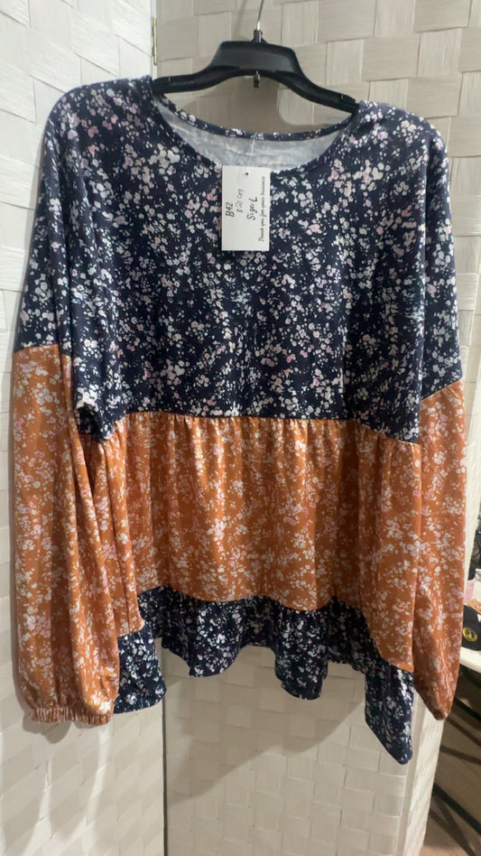 Blue floral blouse