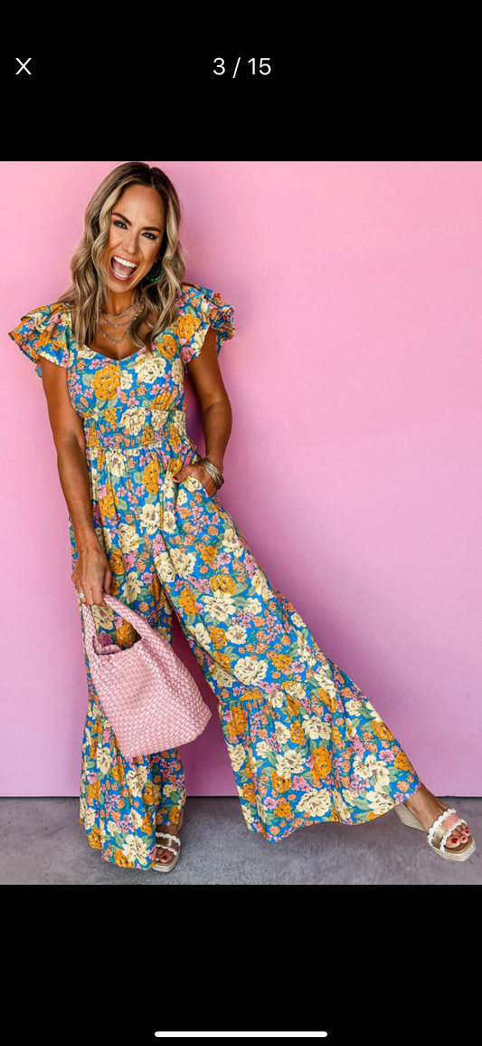 Floral Print Cutout Jumpsuit